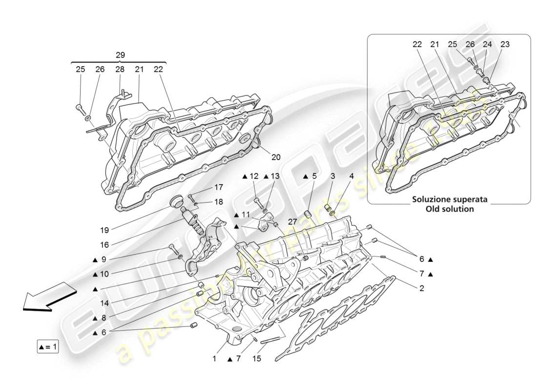 maserati granturismo (2008) schema delle parti della testata destra