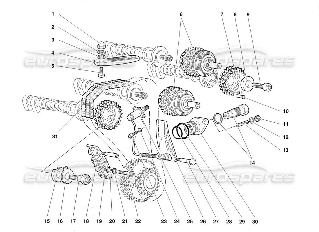 lamborghini diablo roadster (1998) sistema di cronometraggio diagramma delle parti