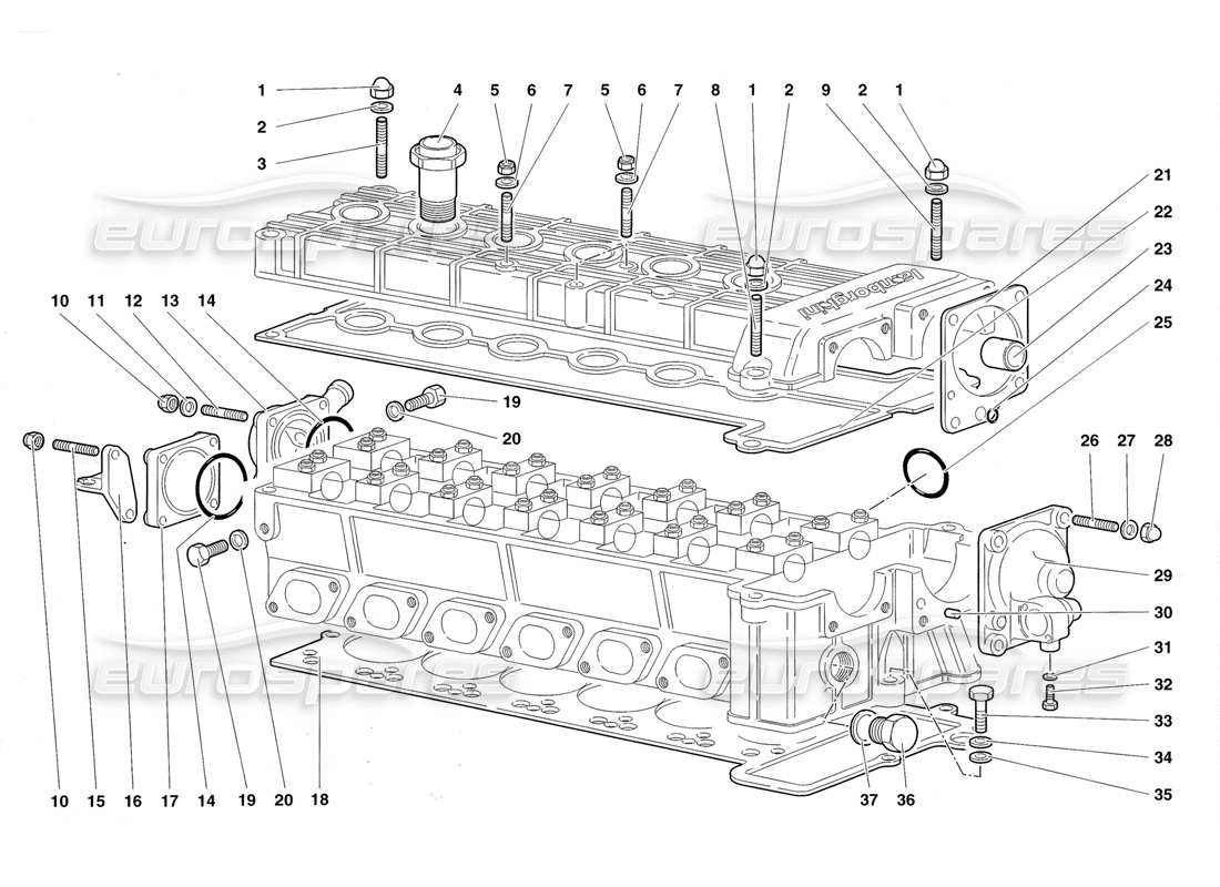 lamborghini diablo roadster (1998) accessori per diagramma delle parti della testata destra