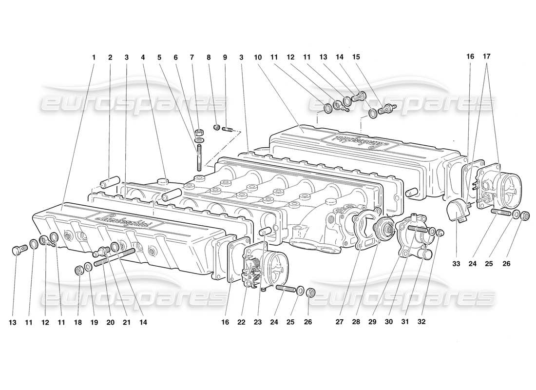 lamborghini diablo roadster (1998) collettore di aspirazione diagramma delle parti