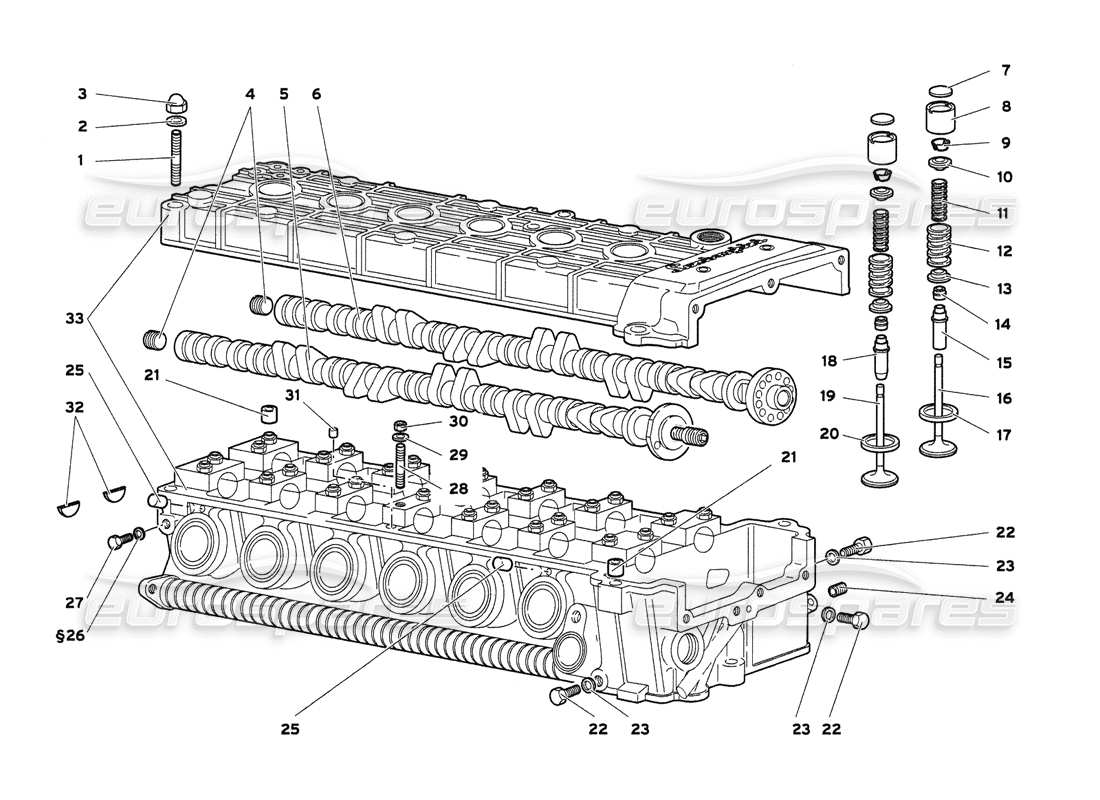 lamborghini diablo 6.0 (2001) schema delle parti della testata sinistra