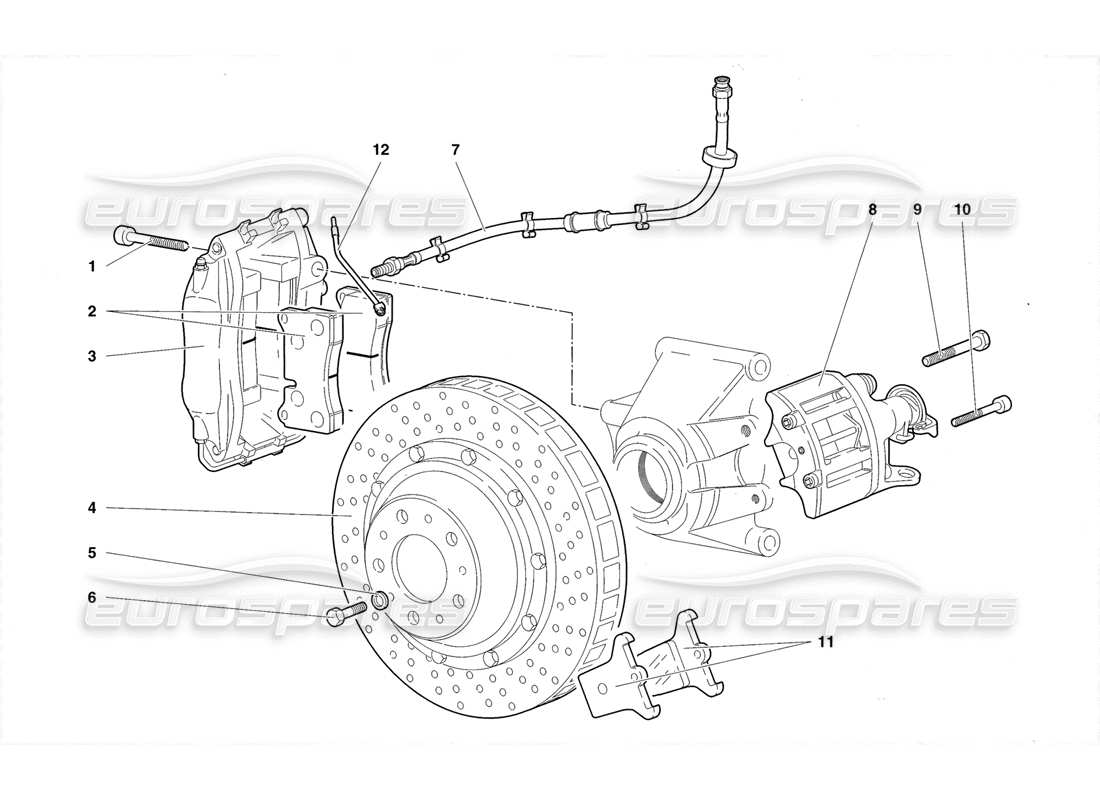 lamborghini diablo roadster (1998) freni posteriori diagramma delle parti