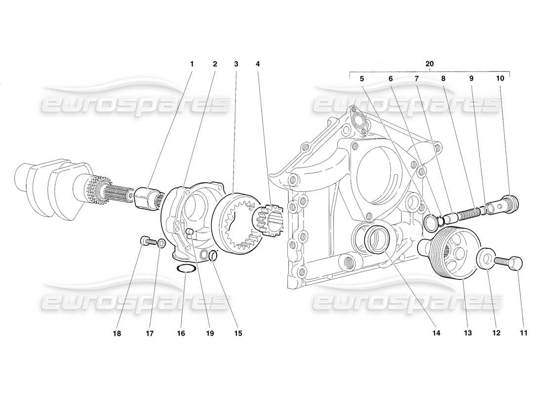 lamborghini diablo sv (1998) diagramma delle parti della pompa dell'olio motore