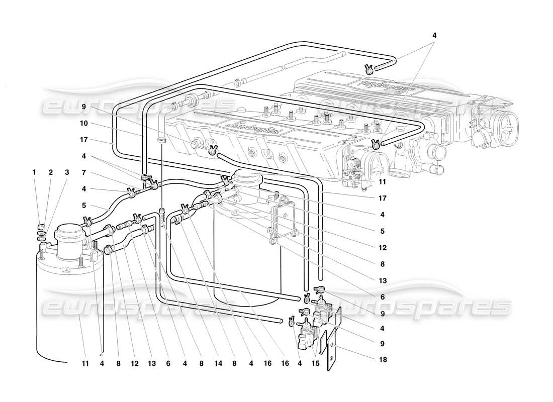 lamborghini diablo sv (1998) schema delle parti del sistema di alimentazione