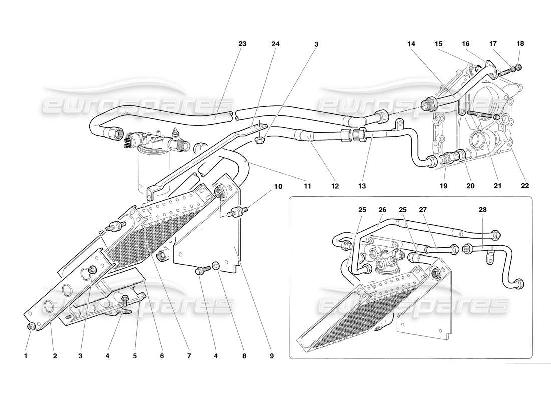 lamborghini diablo sv (1998) schema delle parti del sistema olio motore