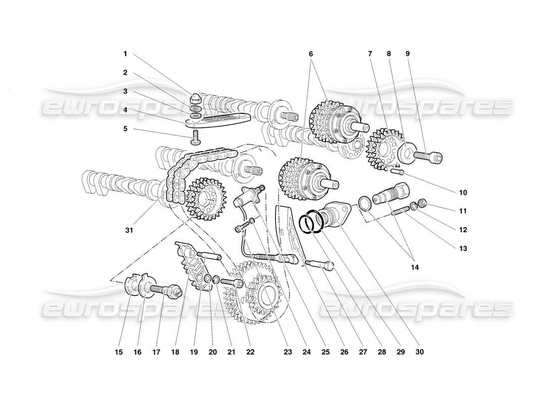 lamborghini diablo sv (1998) diagramma delle parti del sistema di cronometraggio