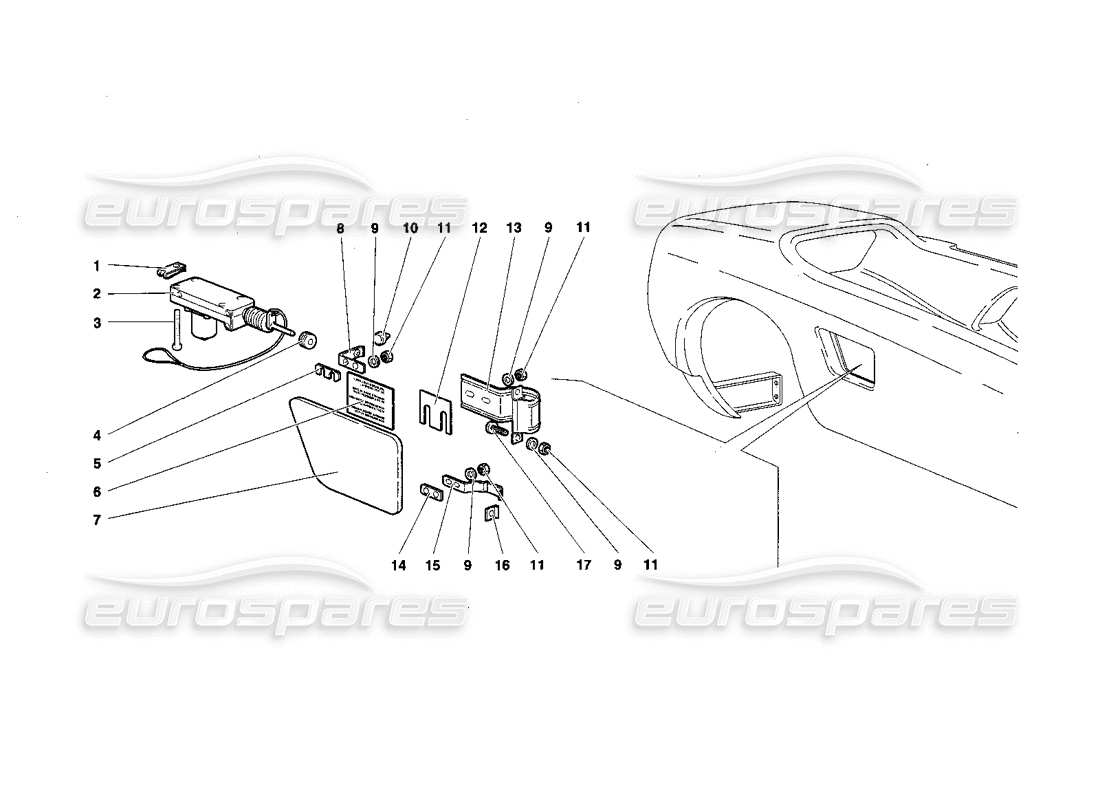 lamborghini diablo roadster (1998) diagramma delle parti del tappo del carburante