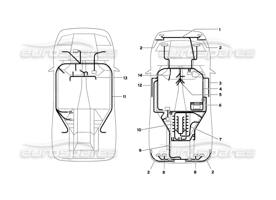 lamborghini diablo 6.0 (2001) schema delle parti dell'impianto elettrico