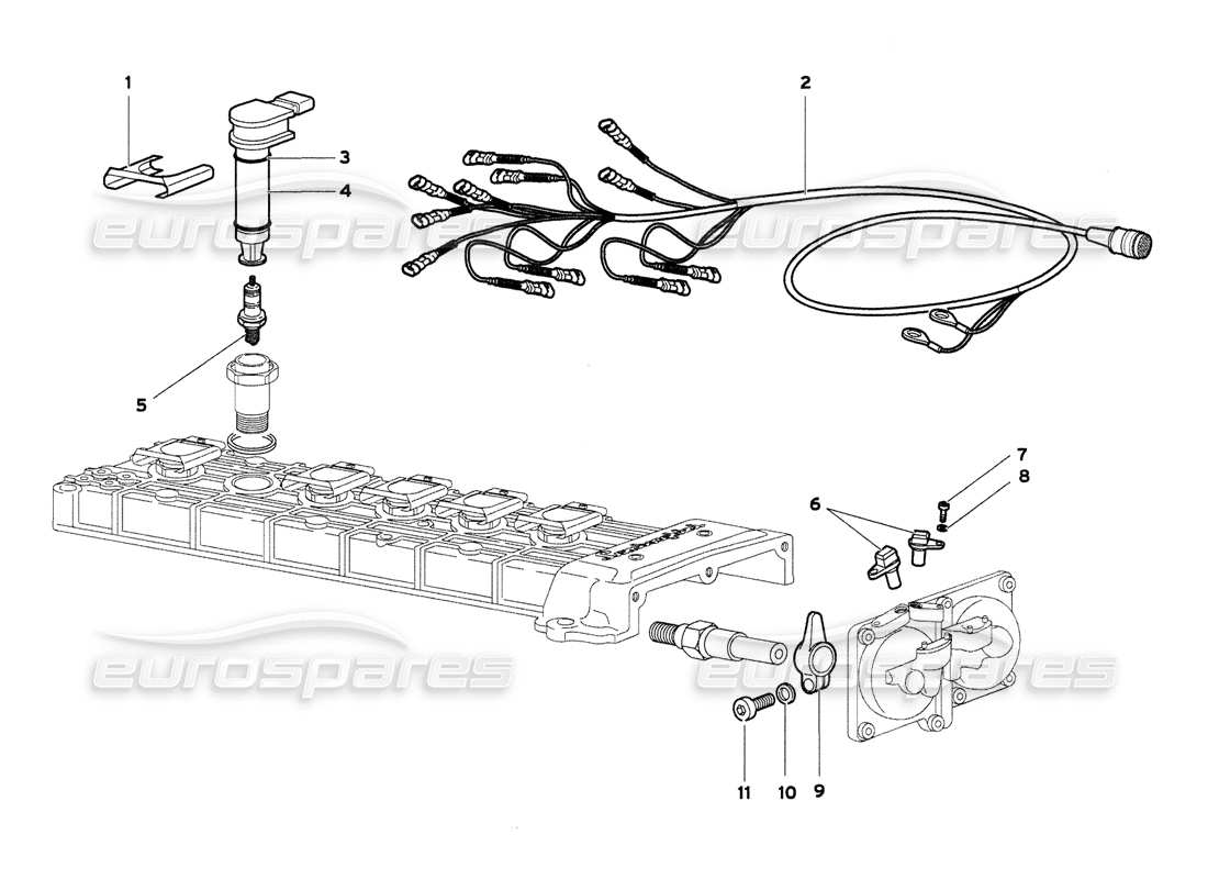 lamborghini diablo 6.0 (2001) diagramma delle parti dei sensori di fase e dei componenti elettrici