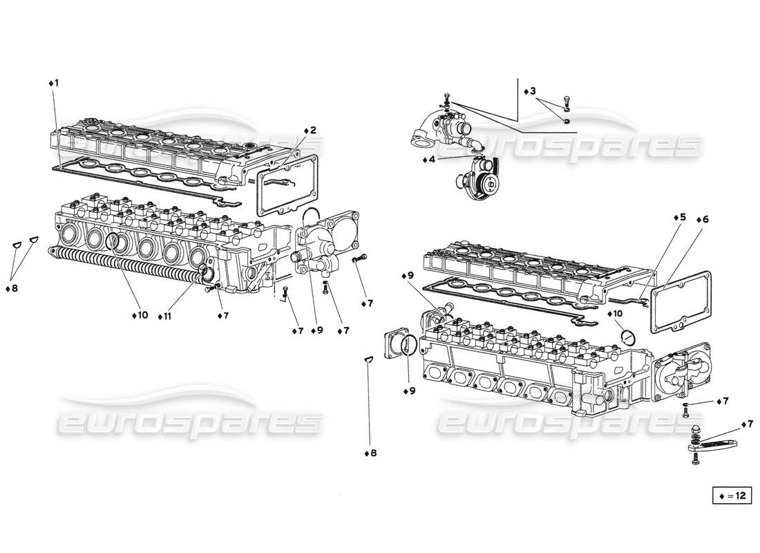 lamborghini diablo 6.0 (2001) schema delle parti del kit guarnizioni del coperchio