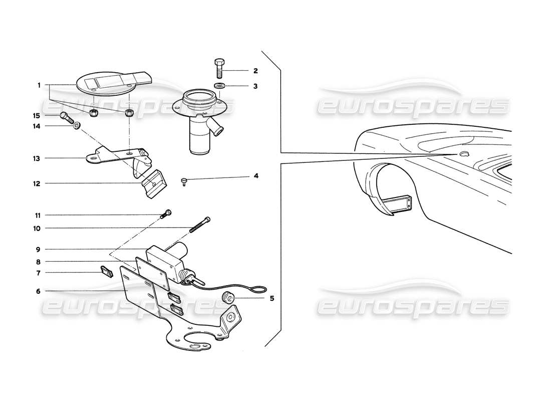 lamborghini diablo 6.0 (2001) diagramma delle parti del tappo del carburante