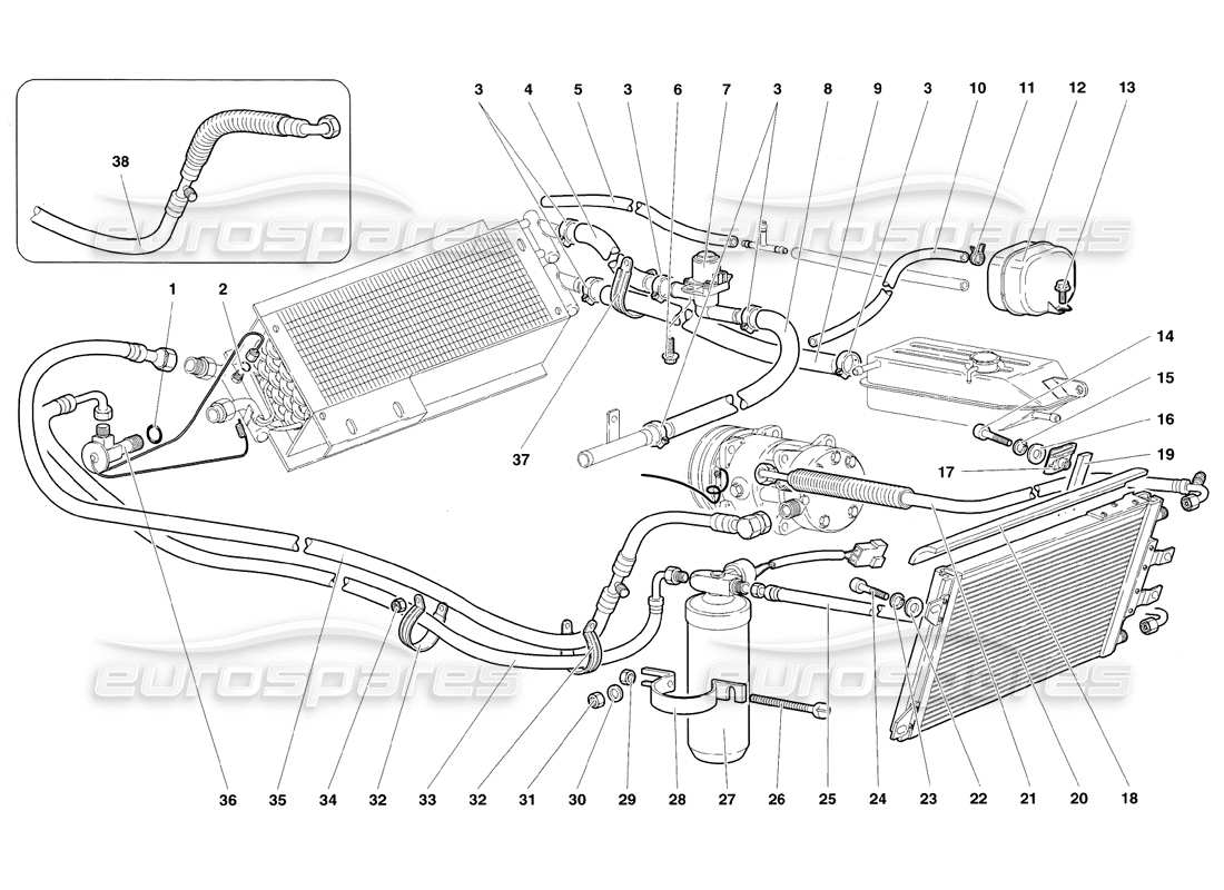 lamborghini diablo sv (1998) diagramma delle parti del controllo del clima