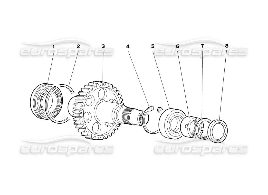 lamborghini diablo sv (1999) estremità della trasmissione ad ingranaggi diagramma delle parti