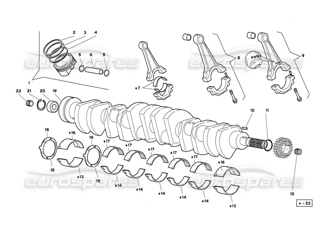 lamborghini diablo 6.0 (2001) diagramma delle parti degli ingranaggi a manovella