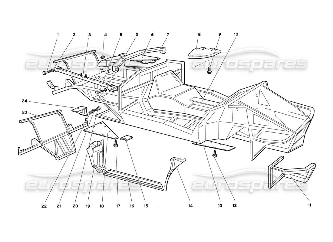 lamborghini diablo 6.0 (2001) diagramma delle parti degli elementi del telaio