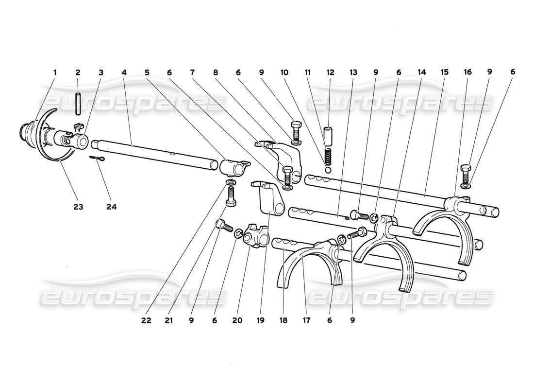 lamborghini diablo 6.0 (2001) diagramma delle parti delle aste e delle forcelle del cambio