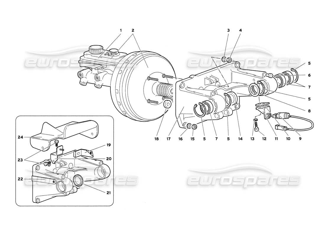 lamborghini diablo 6.0 (2001) diagramma delle parti del supporto del pedale