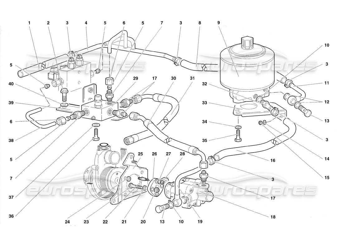 lamborghini diablo roadster (1998) diagramma della parte dello sterzo