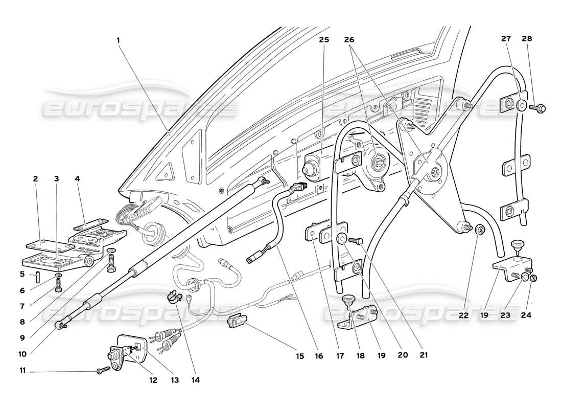 lamborghini diablo sv (1999) diagramma delle parti porte