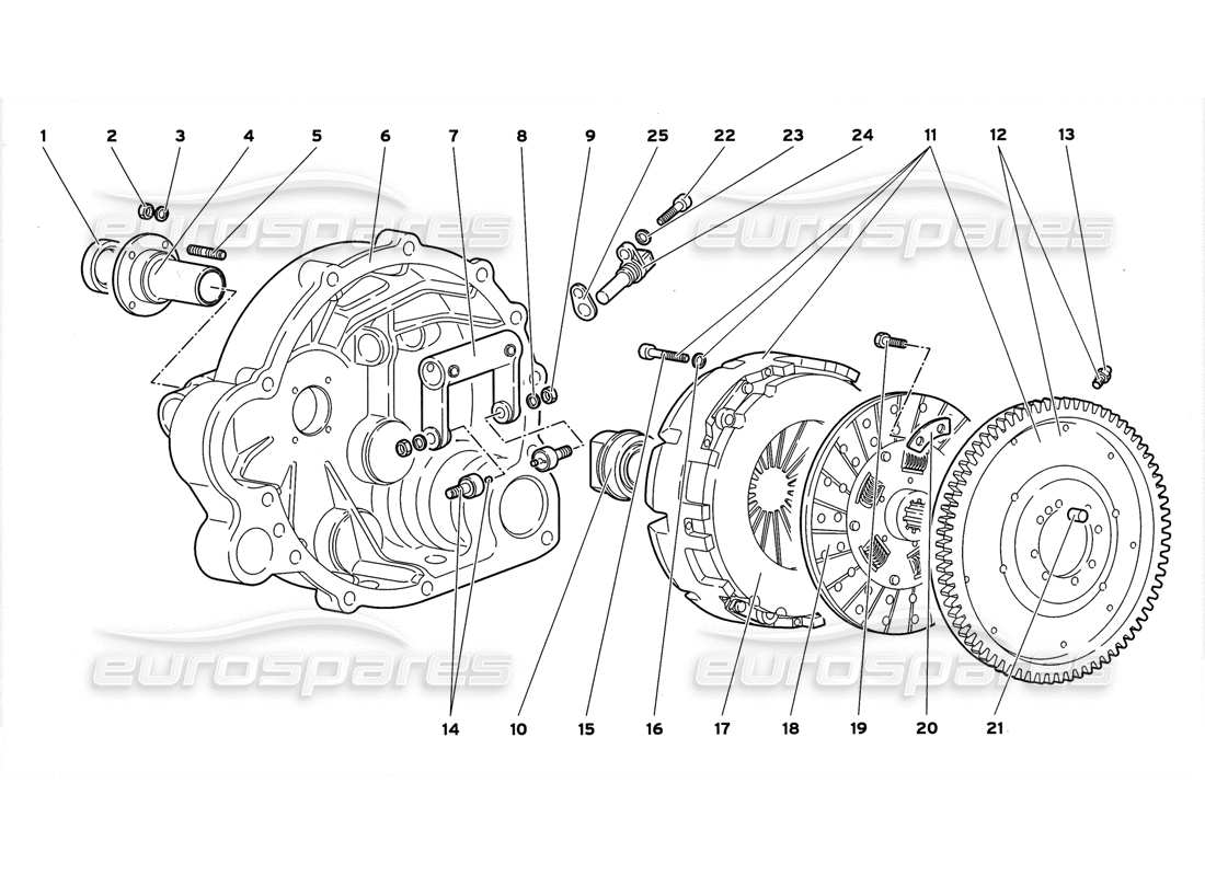 lamborghini diablo gt (1999) diagramma della parte della frizione