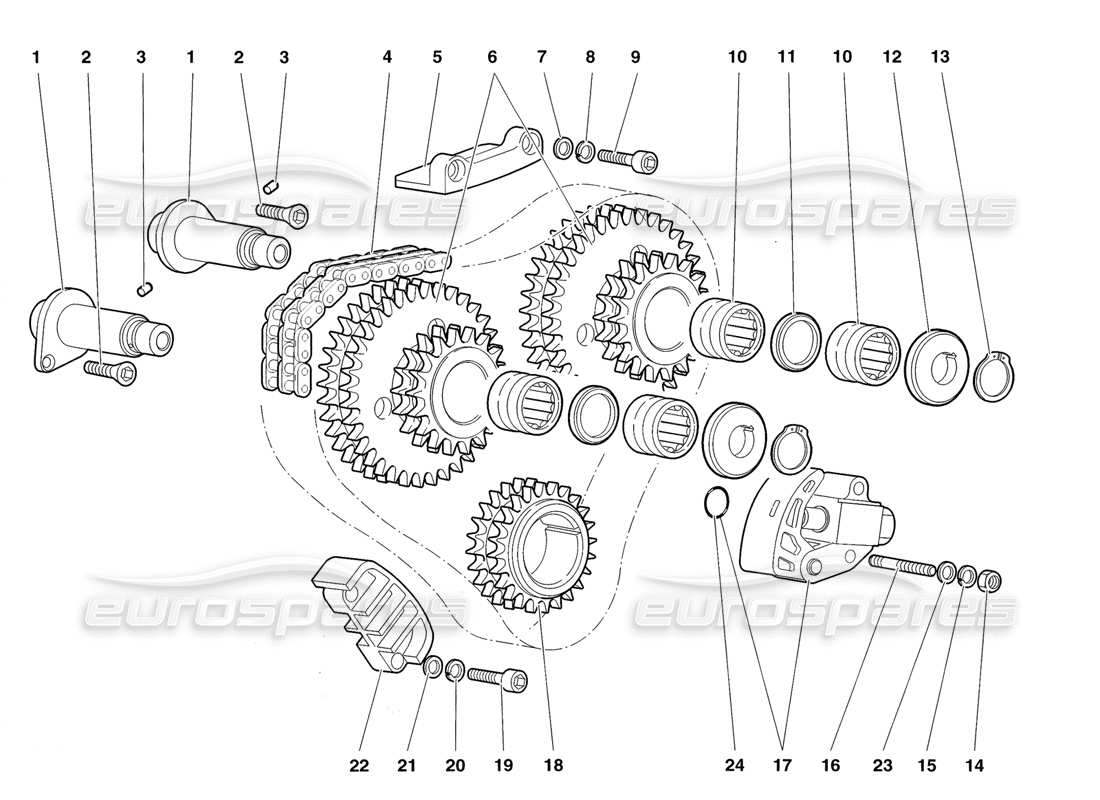 lamborghini diablo roadster (1998) sistema di cronometraggio diagramma delle parti