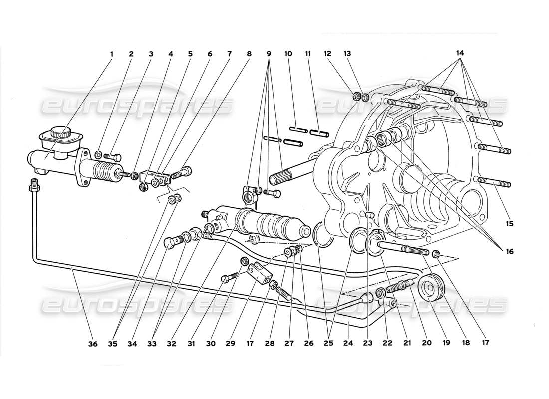 lamborghini diablo gt (1999) leve comando frizione diagramma delle parti