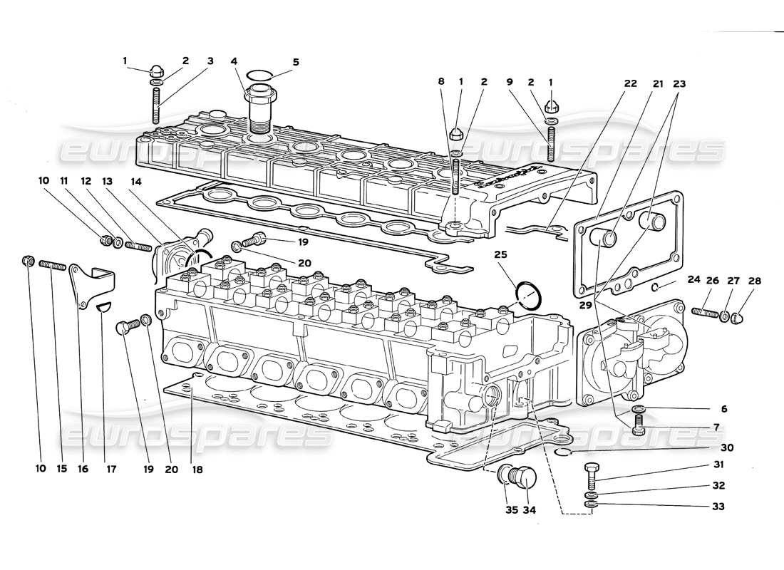 lamborghini diablo gt (1999) accessori per diagramma delle parti della testata destra