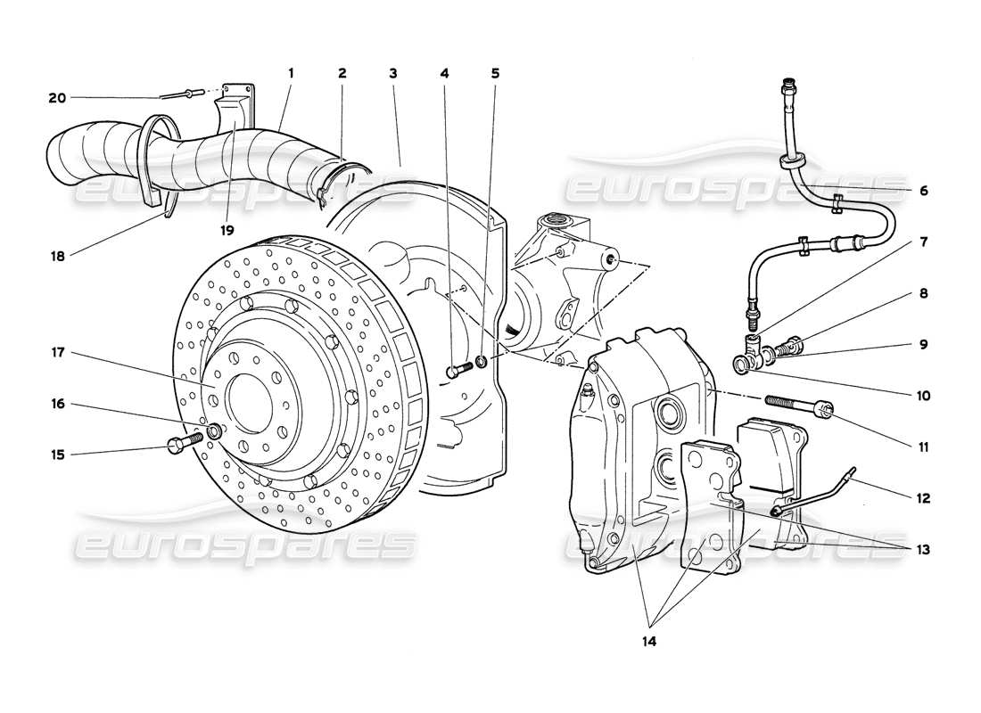 lamborghini diablo 6.0 (2001) diagramma delle parti dei freni anteriori