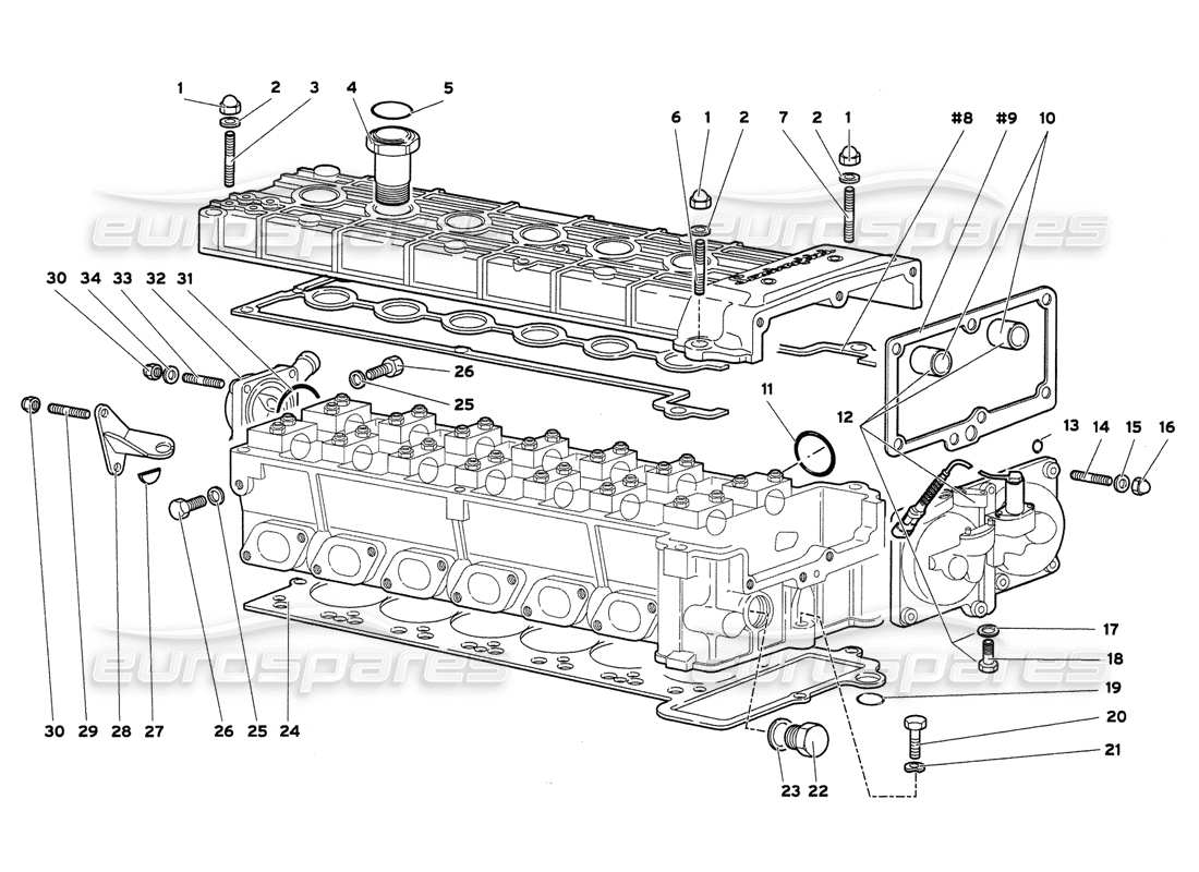 lamborghini diablo 6.0 (2001) accessori per diagramma delle parti della testata destra