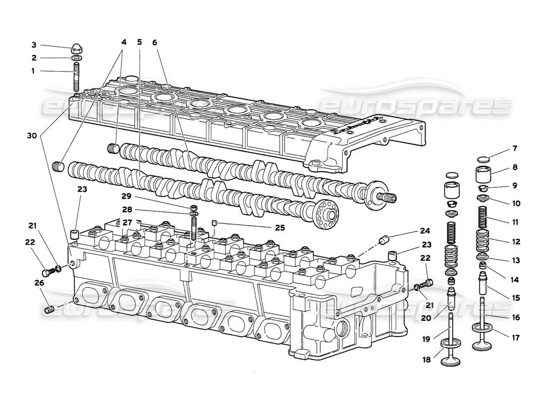 lamborghini diablo 6.0 (2001) schema delle parti della testata destra