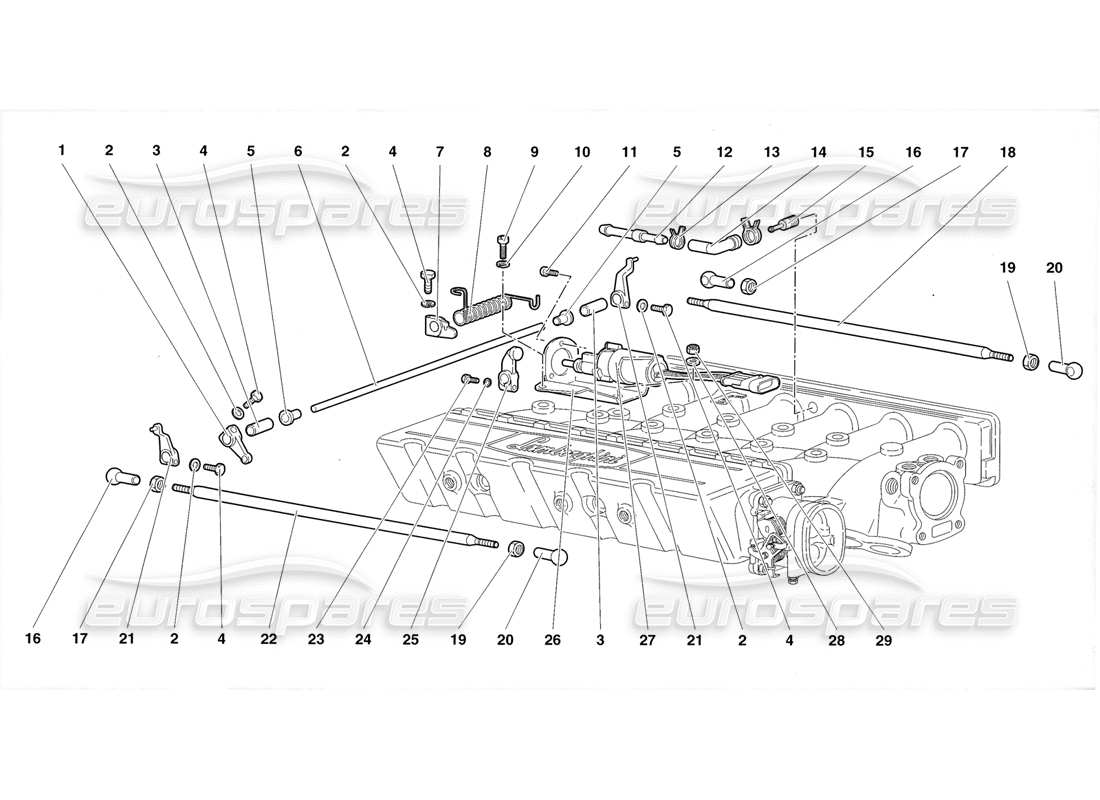 lamborghini diablo roadster (1998) diagramma delle parti dei cavi dell'acceleratore