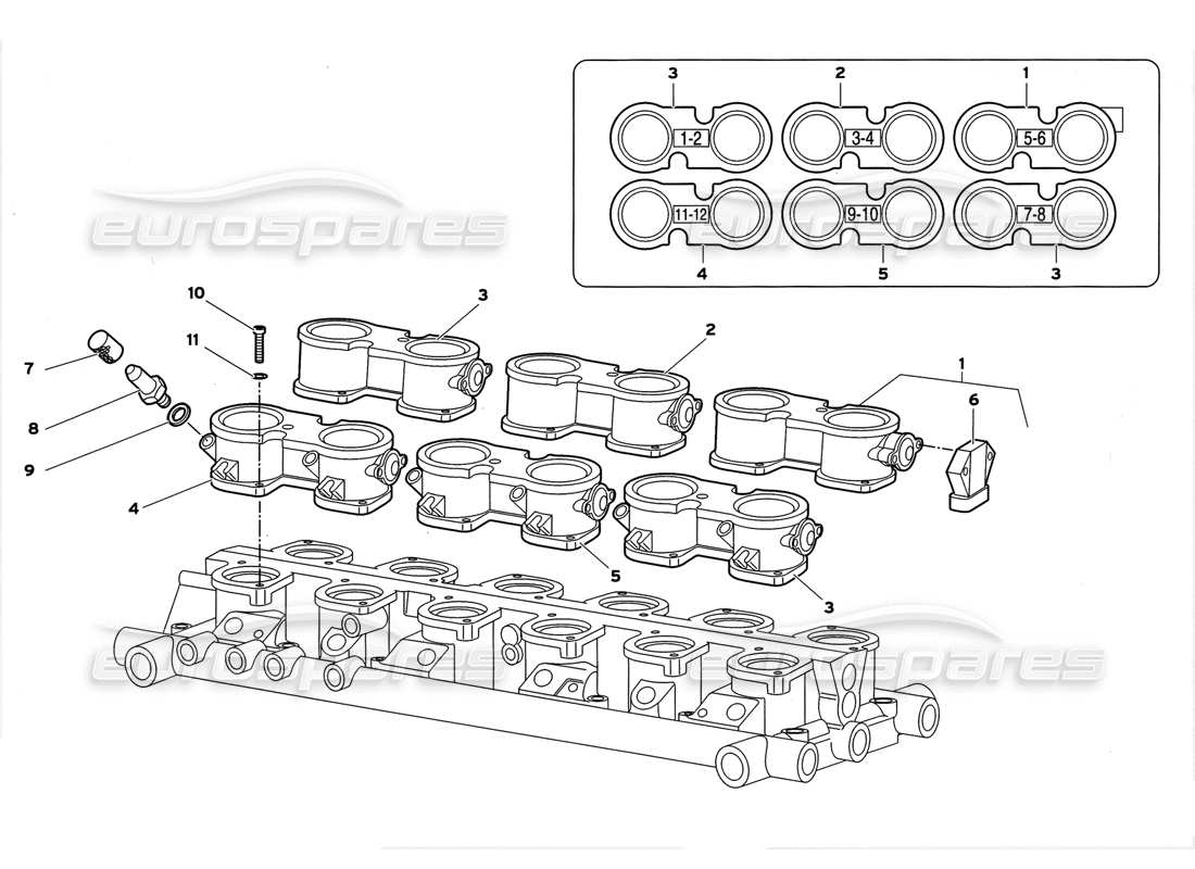 lamborghini diablo gt (1999) collettore di aspirazione diagramma delle parti