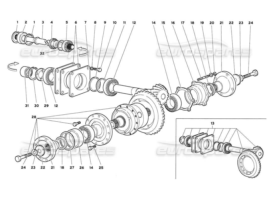 lamborghini diablo 6.0 (2001) schema della parte differenziale posteriore