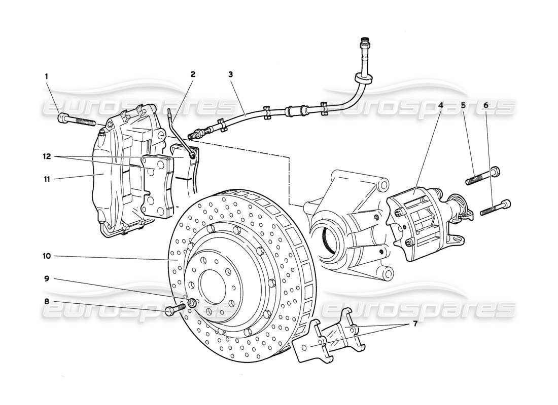 lamborghini diablo 6.0 (2001) diagramma delle parti dei freni posteriori