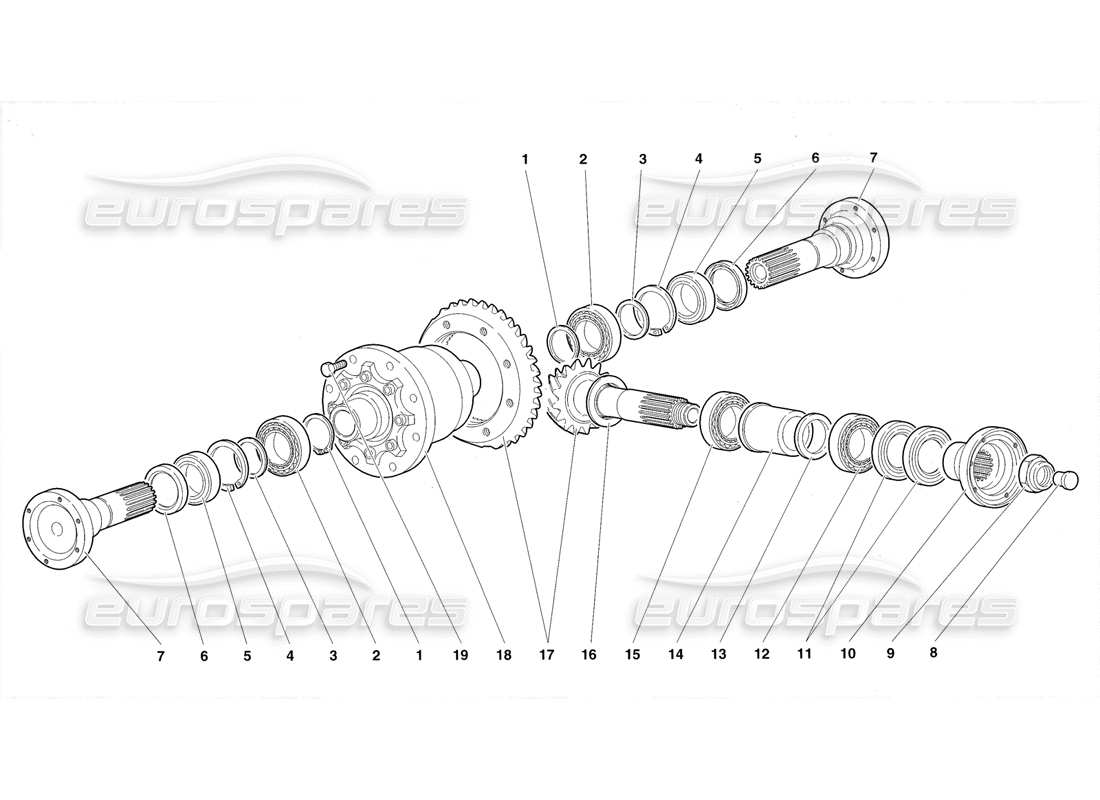 lamborghini diablo roadster (1998) diagramma delle parti del differenziale anteriore (versione 4x).