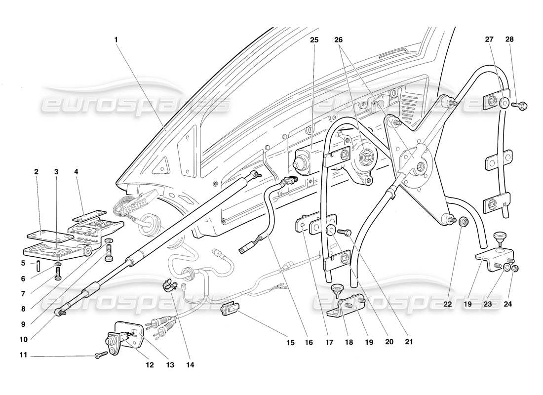 lamborghini diablo sv (1998) porte diagramma delle parti