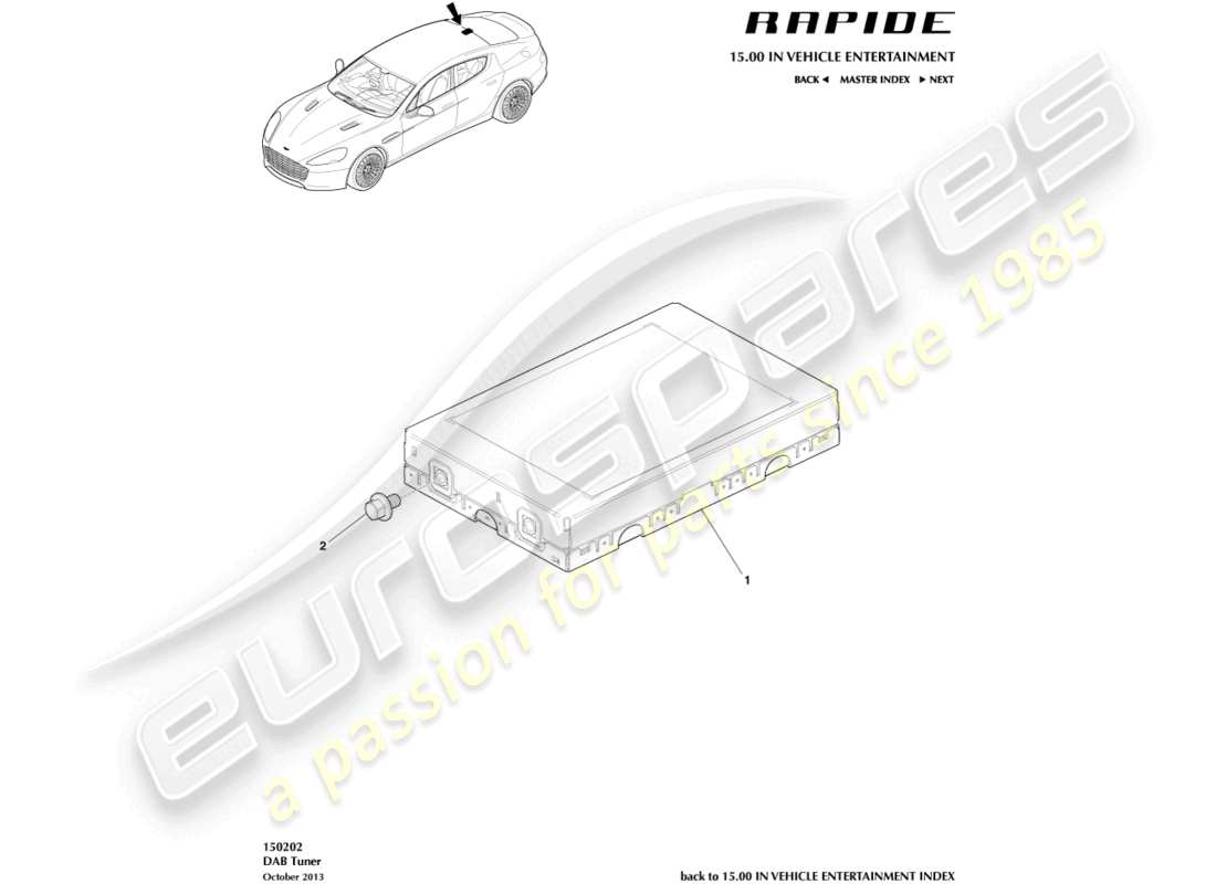 aston martin rapide (2019) sintonizzatore dab diagramma delle parti