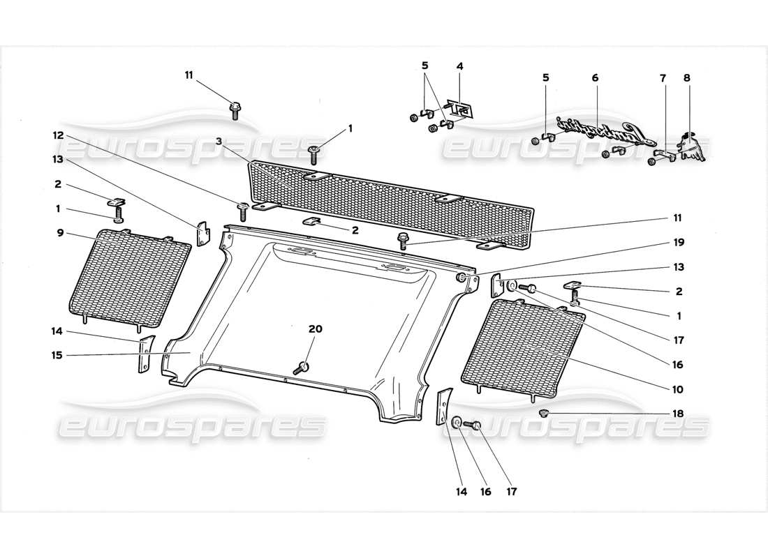 lamborghini diablo gt (1999) elementi della carrozzeria posteriore diagramma delle parti