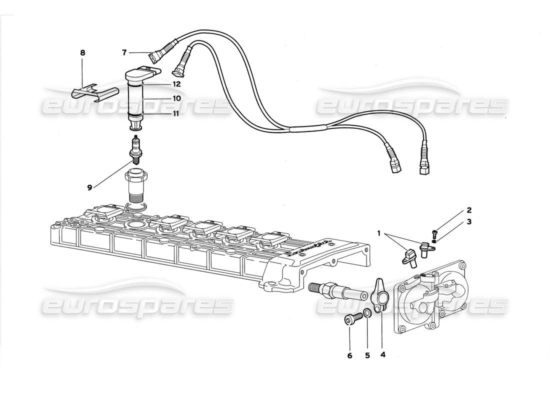 lamborghini diablo gt (1999) sensori di fase e componenti elettrici diagramma delle parti