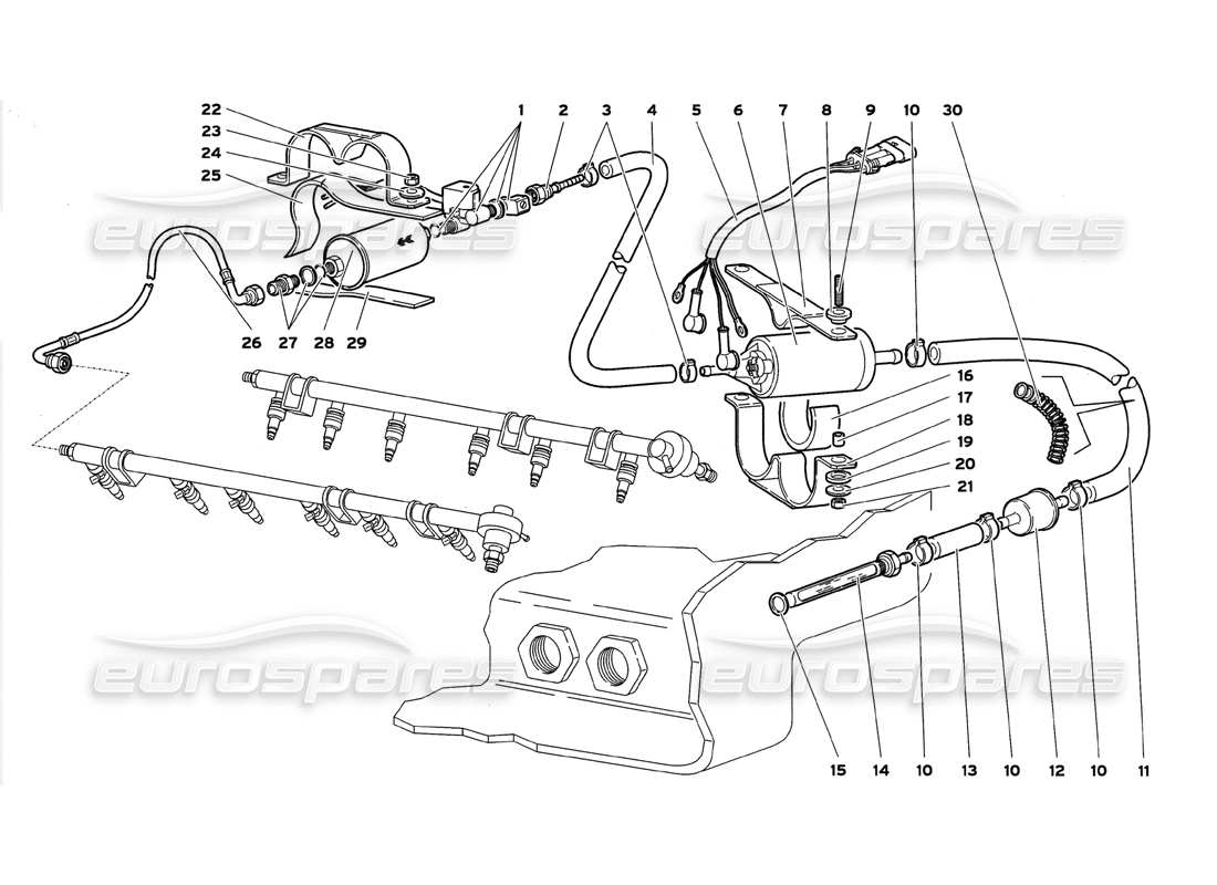 lamborghini diablo gt (1999) sistema di alimentazione carburante diagramma delle parti