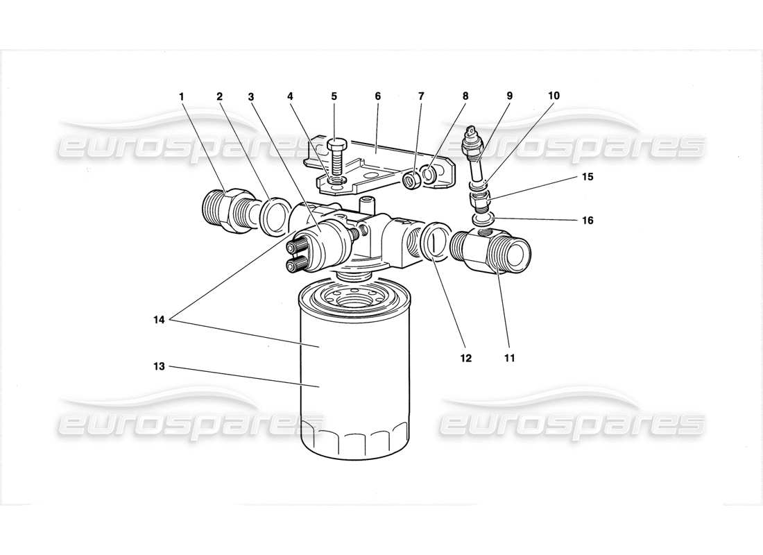 lamborghini diablo gt (1999) diagramma delle parti del filtro dell'olio motore