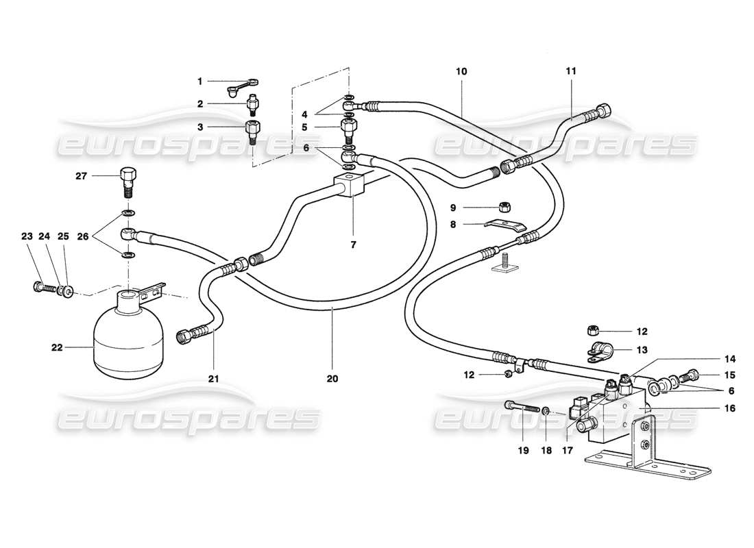 lamborghini diablo 6.0 (2001) sistema di sollevamento diagramma delle parti