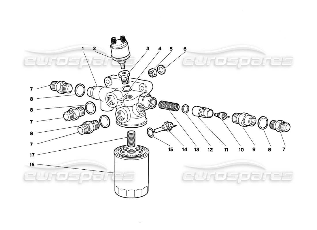 lamborghini diablo 6.0 (2001) diagramma delle parti del filtro dell'olio motore