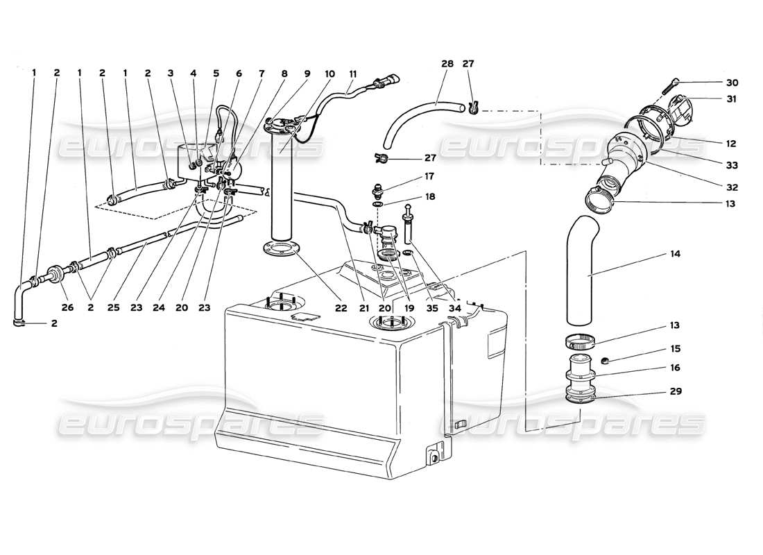lamborghini diablo gt (1999) sistema di alimentazione carburante diagramma delle parti