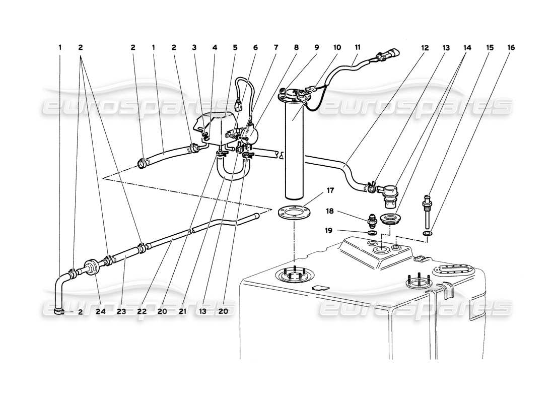 lamborghini diablo 6.0 (2001) schema delle parti del sistema di alimentazione