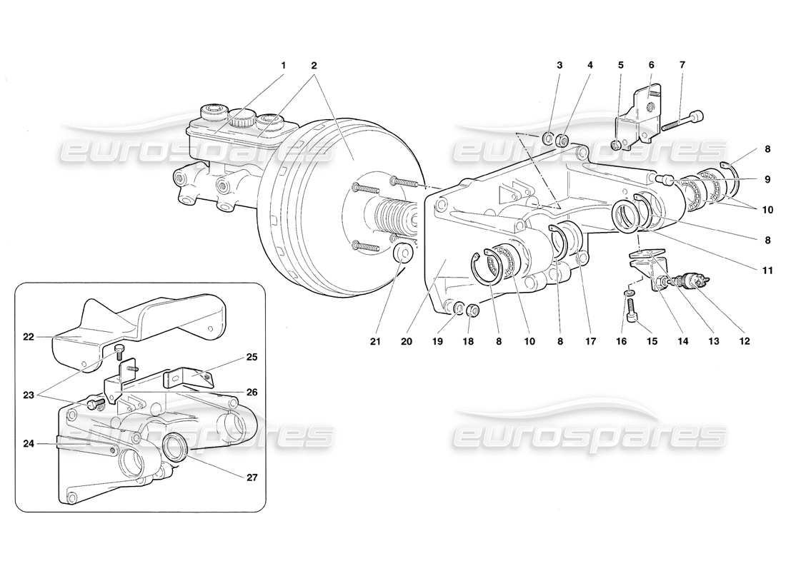 lamborghini diablo sv (1998) diagramma delle parti di montaggio del pedale