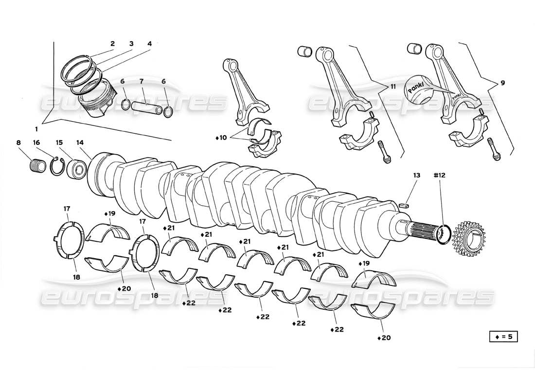 lamborghini diablo gt (1999) manovelle diagramma delle parti