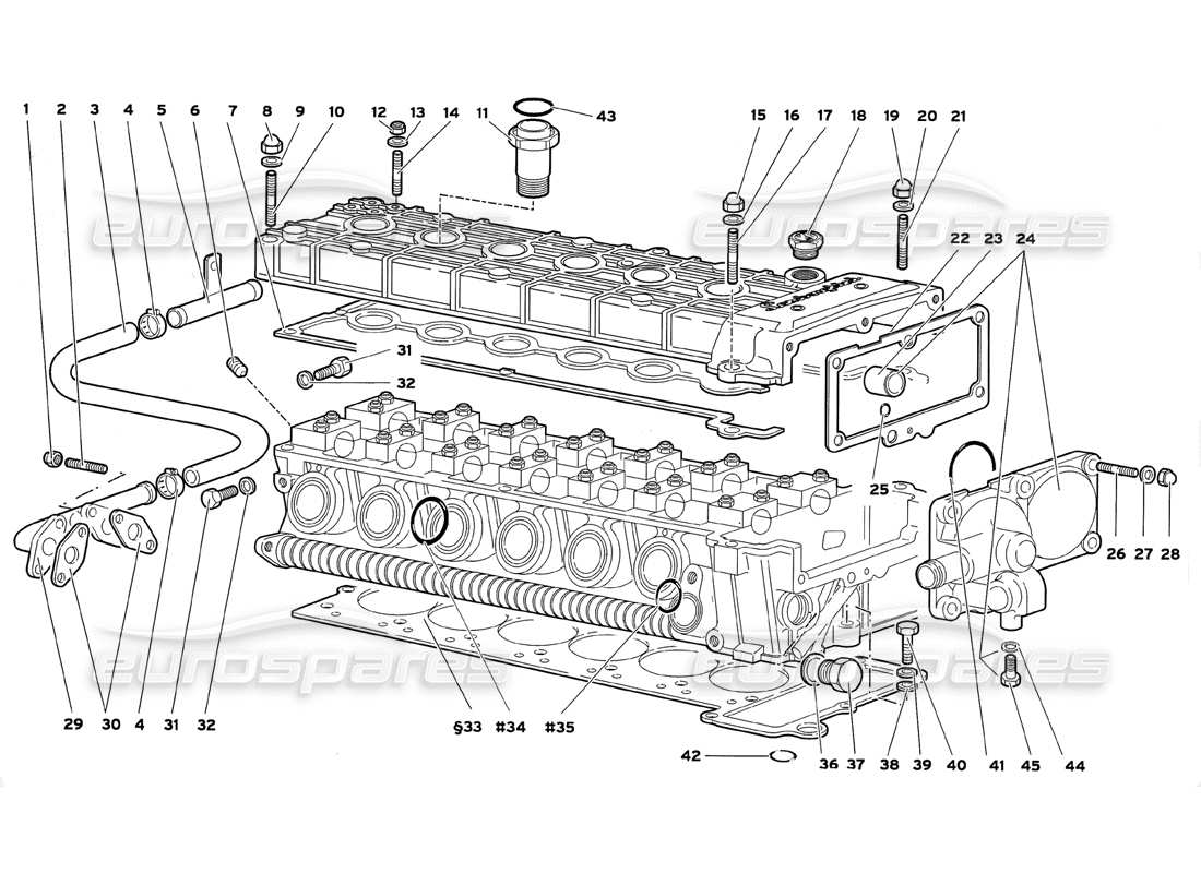 lamborghini diablo gt (1999) accessori per lo schema delle parti della testata sinistra