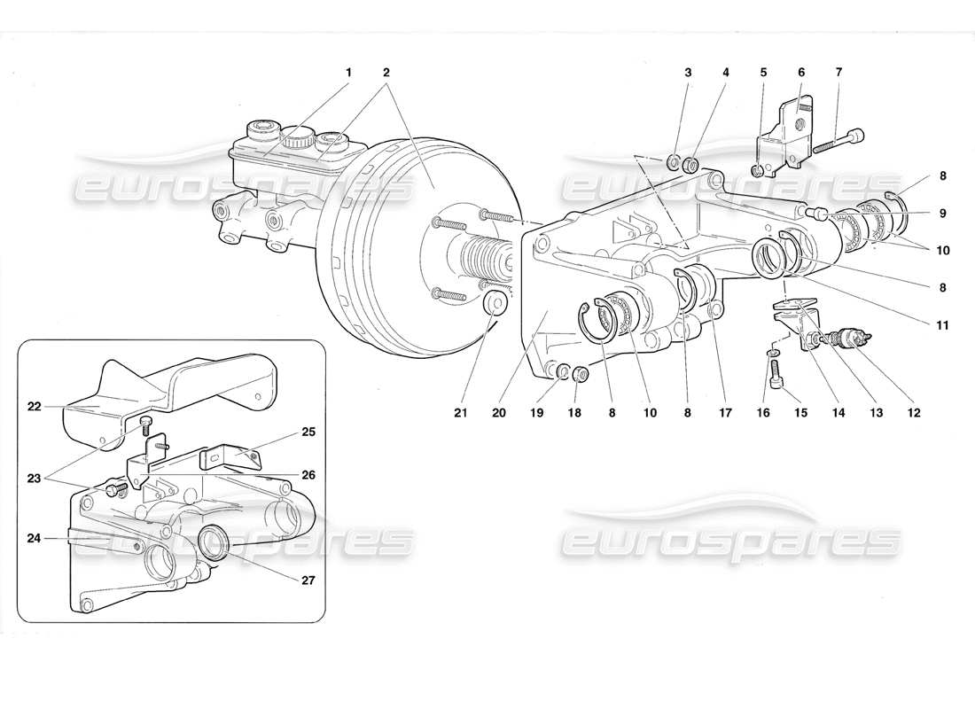 lamborghini diablo roadster (1998) diagramma delle parti di montaggio del pedale
