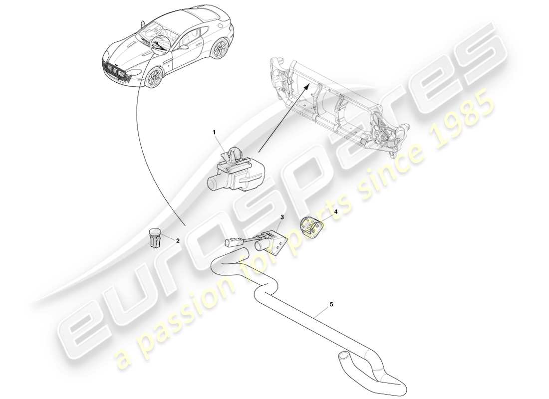 aston martin v8 vantage (2007) diagramma delle parti dei sensori